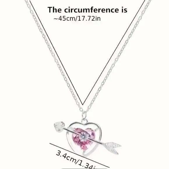 Brand New Silver Cupid Love Pendant Necklace with Pink Heart & Arrow (see more) - Picture 5 of 5
